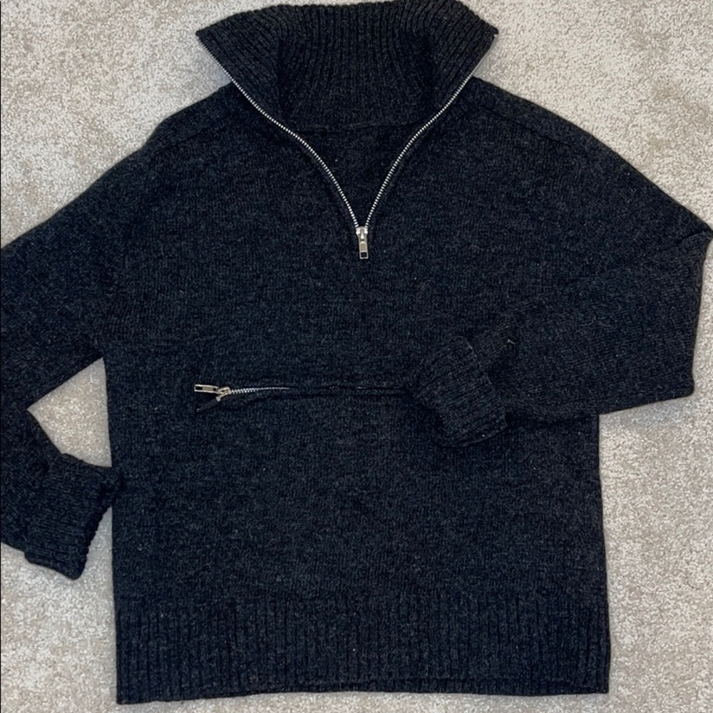Charcoal gray half zip sweater